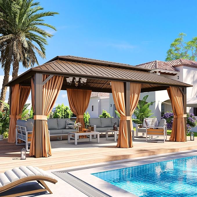 Aoxun 20x12 Gazebo Outdoor Hardtop Gazebo by Aoxun