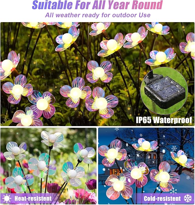 Solar Garden Lights Outdoor, New Upgraded 4-Pack Firefly Solar Lights - Image 7
