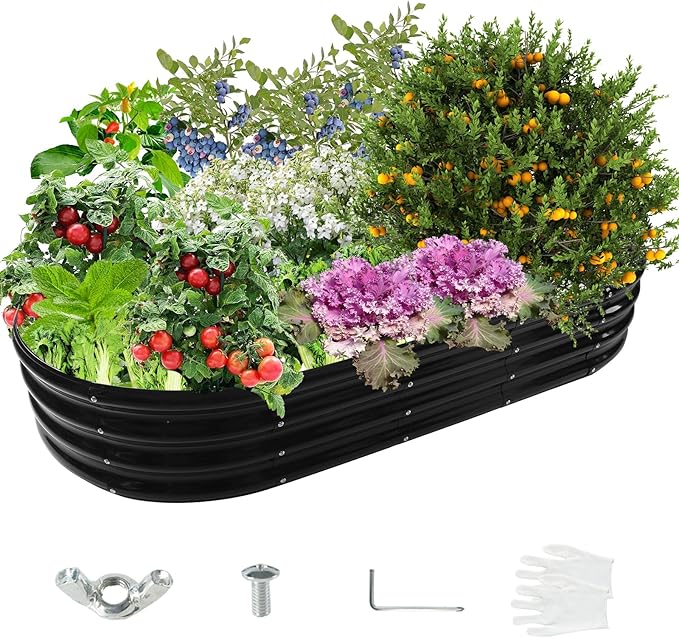 6X3X1 FT Oval Galvanized Metal Garden Raised Bed/Plant Box - Image 9