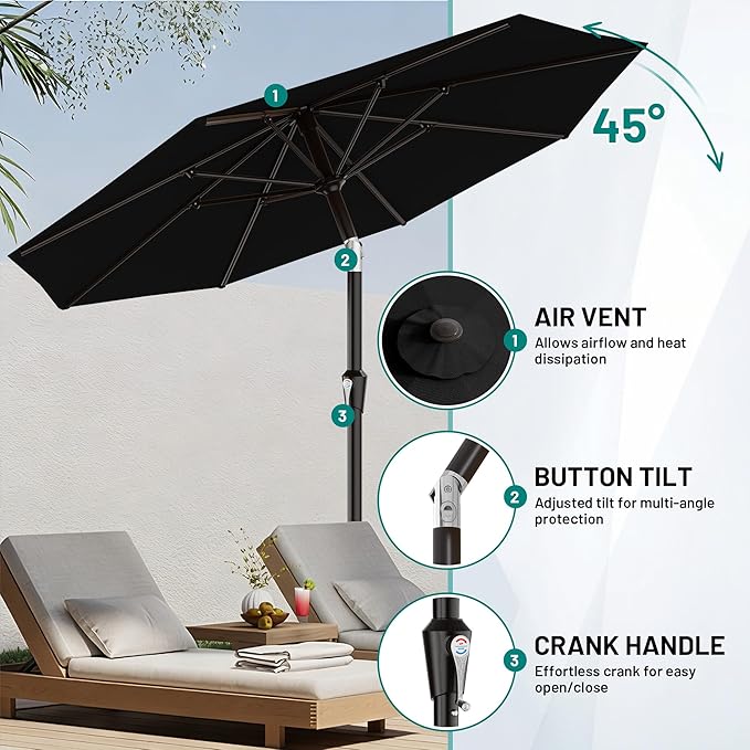 AreShark 9 FT Patio Umbrella for Outdoor, Outdoor Table Umbrella - Image 5
