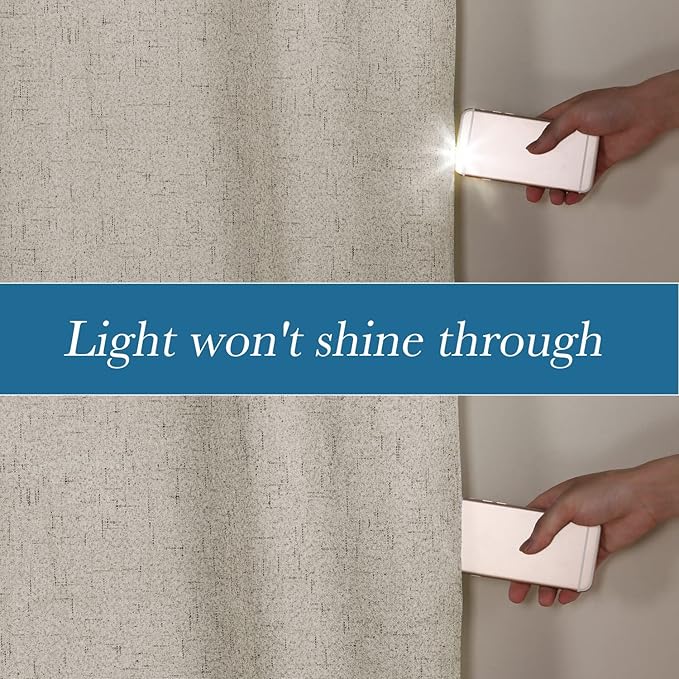 H.VERSAILTEX Linen Blackout Curtains Durable Thick Textured Linen Look 100% - Image 3