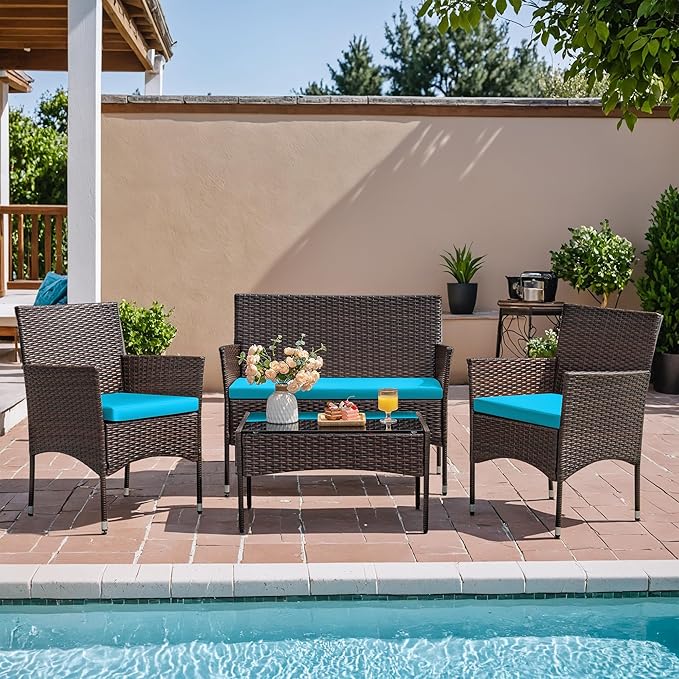 Homall 4 Pieces Patio Rattan Chair Wicker, Outdoor Indoor Use Backyard Porch - Image 4