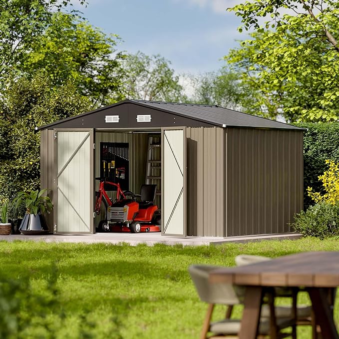 Patiowell 10 x 8 FT Outdoor Storage Shed, Large Garden Tool Metal Shed - Image 2