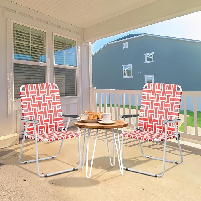 VINGLI Patio Lawn Webbed Folding Chairs Outdoor Beach Portable Camping Chair - Image 2