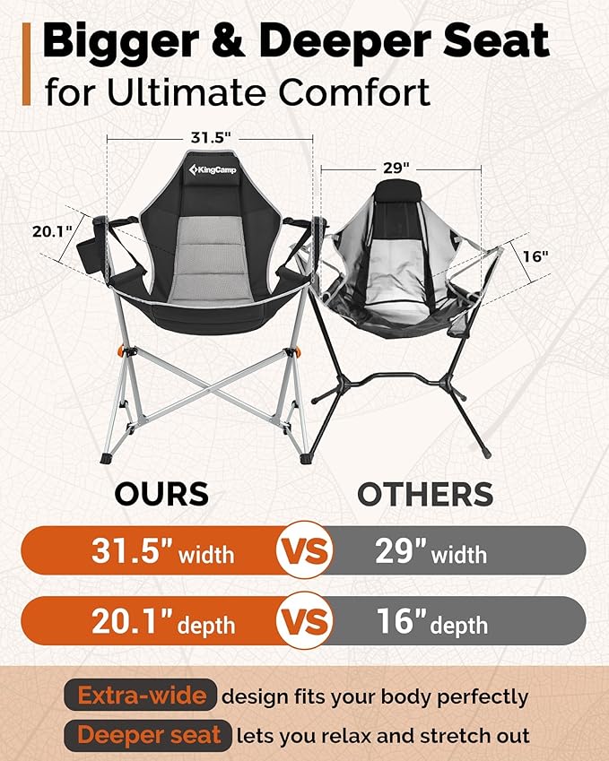 KingCamp Hammock Camping Chair, Swinging Portable Folding Camp Chairs - Image 5