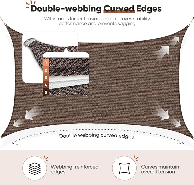 Quictent 20x16ft 185G HDPE Rectangle Sun Shade Sail Canopy 98% UV Block Outdoor - Image 4