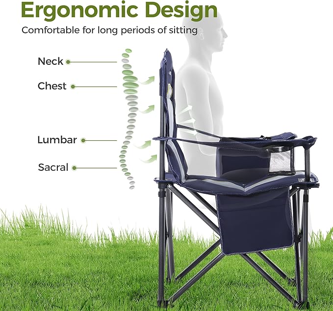ALPHA CAMP Heavy Duty Camping Chair 500LBS Capacity, Oversized Folding Chair - Image 5
