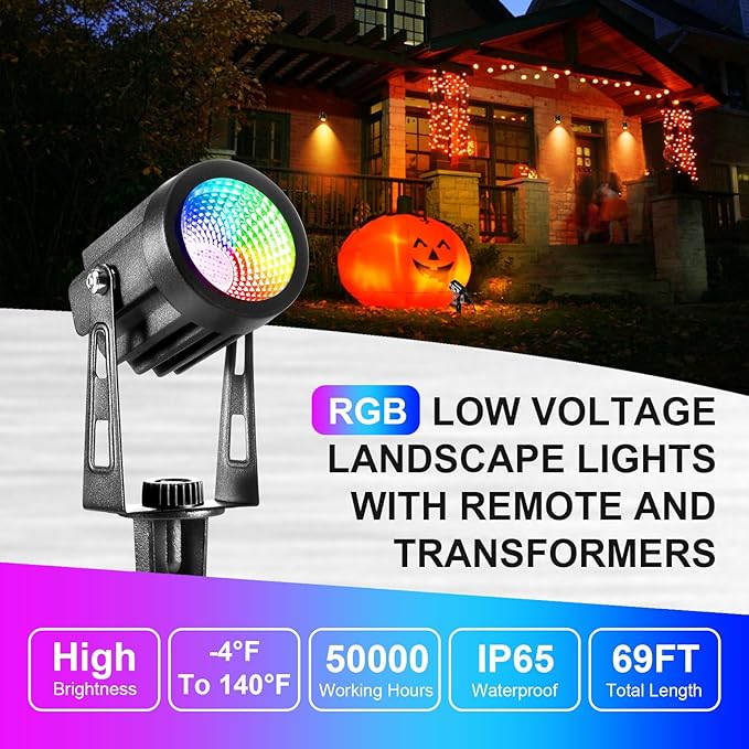 Outdoor Landscape Lighting, 6 Pack RGB Outdoor Spot Lights - Image 7