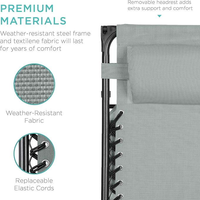 Best Choice Products Folding Zero Gravity Outdoor Recliner Patio Lounge Chair - Image 6