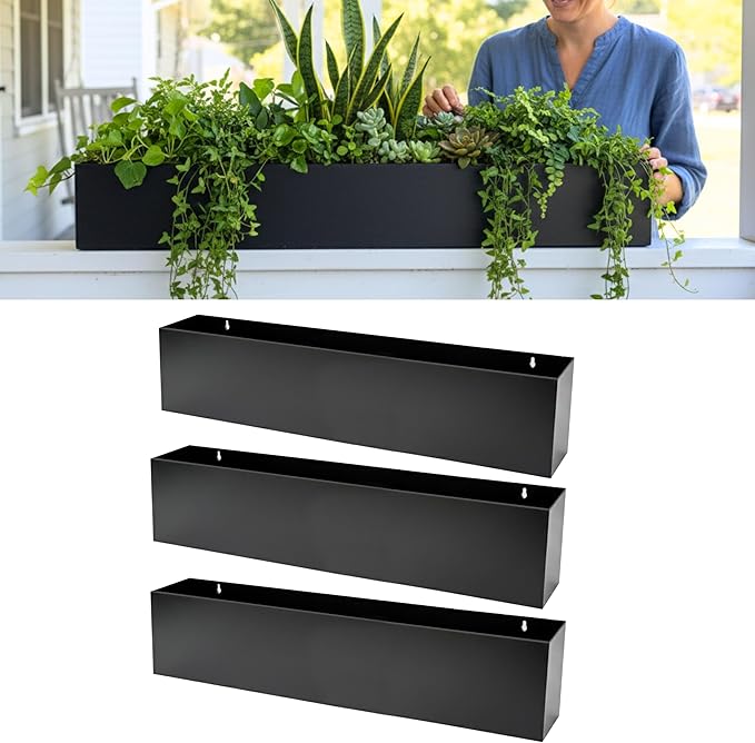 LaLaGreen Wall Planters for Outdoor Plants Carbon Steel Black Metal Hanging by L%C3%A1L%C3%A1Green