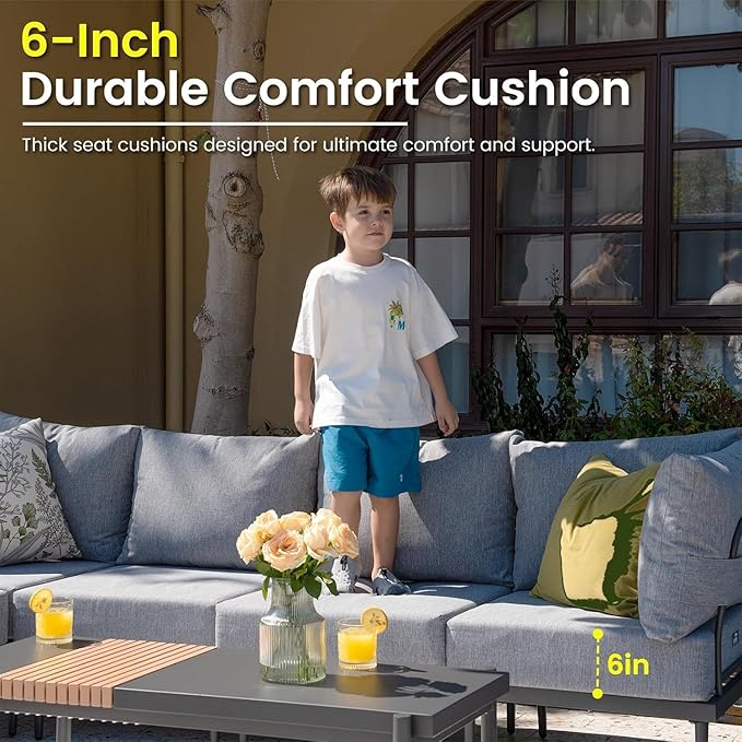 Sundale Outdoor 3 Pieces Patio Furniture Set, Metal Outdoor Sectional Sofa - Image 5
