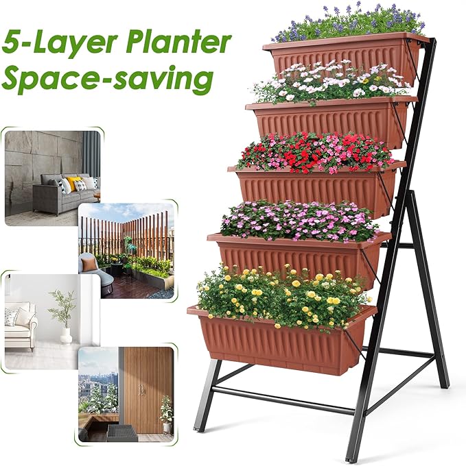 Suyncll Vertical Raised Garden Bed Planter Box, 5 Tiers Vertical Garden Planter - Image 7