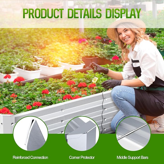 Highpro Galvanized Raised Garden Bed Kit, 4×2×1ft Planter Box - Image 4