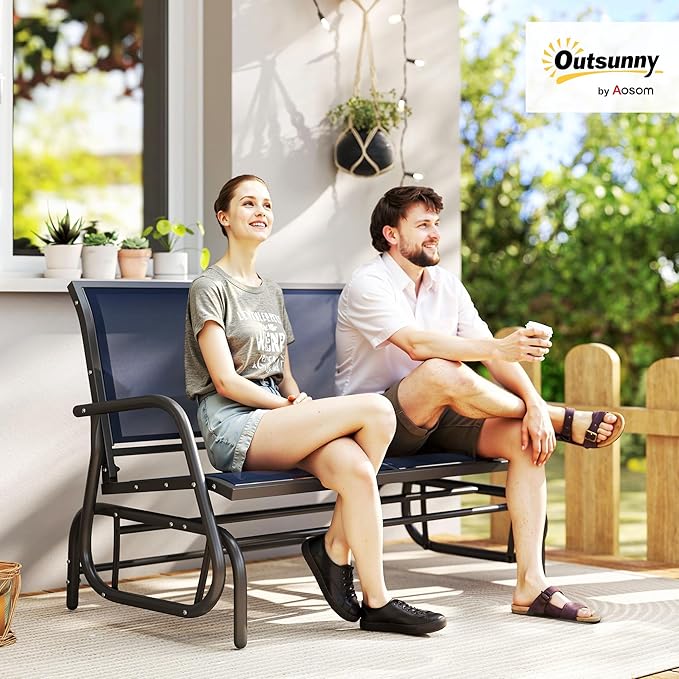 Outsunny 2-Person Outdoor Glider Bench, Patio Double Swing Rocking Chair - Image 2
