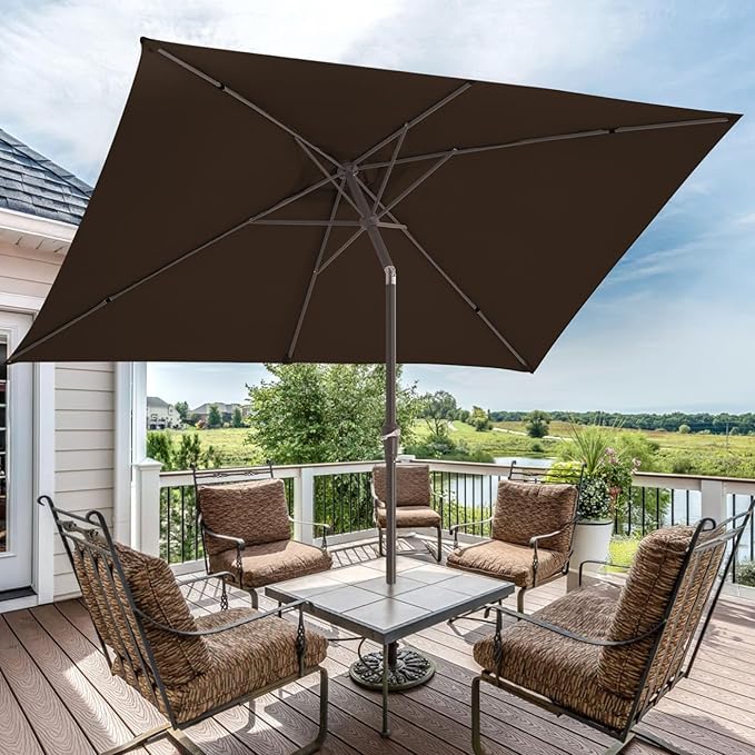 JEAREY 6.5x10 ft Rectangular Patio Umbrellas Rectangle Outdoor Umbrella - Image 6