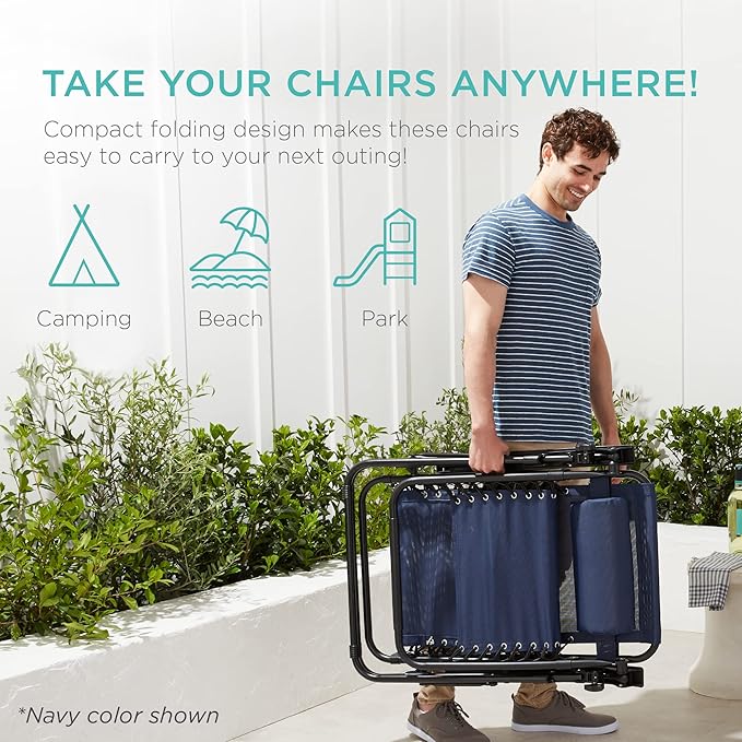Best Choice Products Set of 2 Adjustable Steel Mesh Zero Gravity Lounge Chair - Image 4