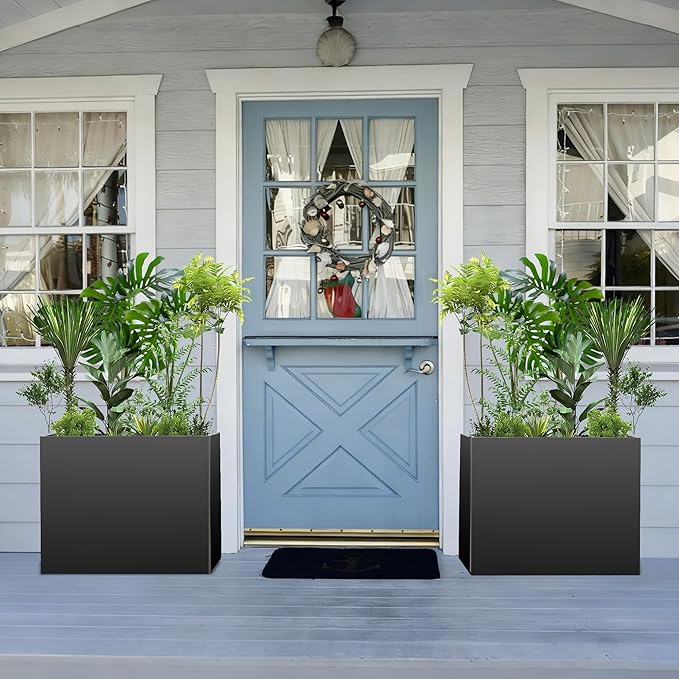 All-Weather Large Metal Planter Box, Modern Tall Outdoor Planters - Image 7