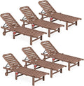 SERWALL Outdoor Chaise Lounge Set of 6, HDPE Pool Lounge Chair by SERWALL