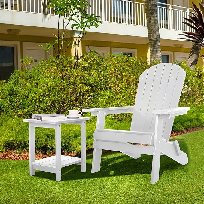 Double Adirondack Outdoor Side Table Weather Resistant, Patio Rectangular End - Image 2