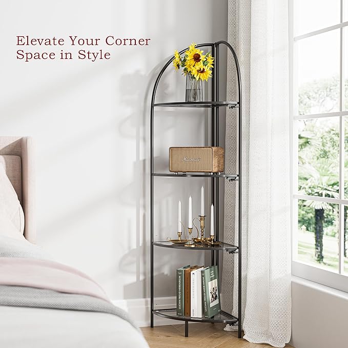 Crofy Foldable 4 Tier Corner Shelf, Metal Corner Plant Stand - Image 4
