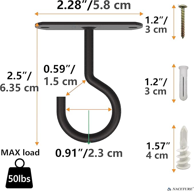 NACETURE Ceiling Hooks Heavy Duty 2 Pack - Image 8