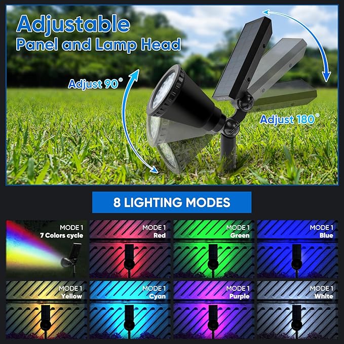 KEV Solar Spot Lights Outdoor, 18 LEDs Solar Flood Lights - Image 4