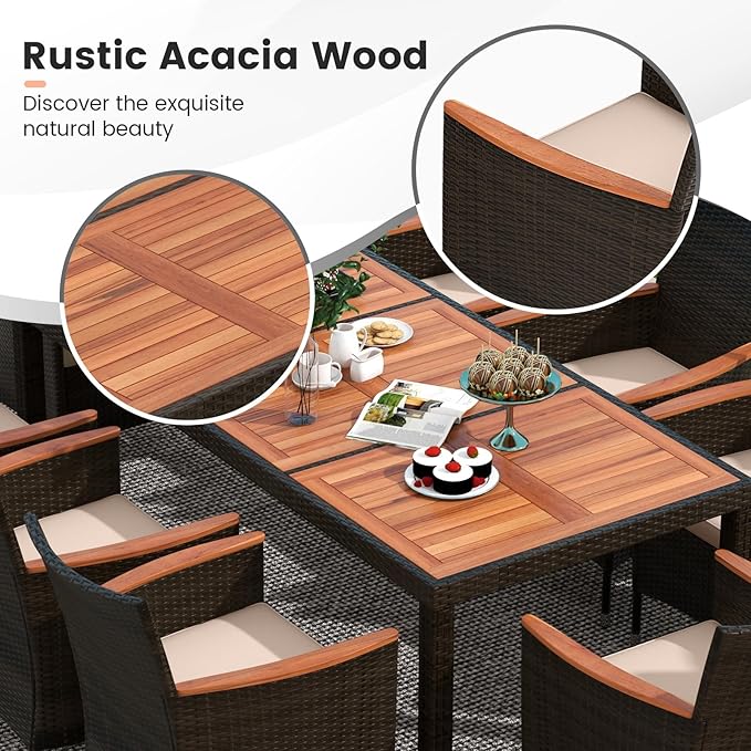 Tangkula 11 Pieces Rattan Outdoor Dining Set - Image 3