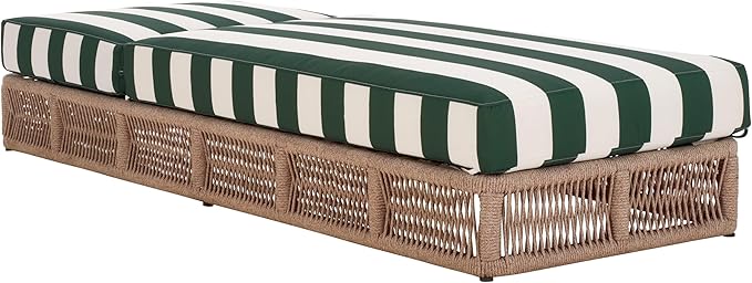 SAFAVIEH Outdoor Collection Gillian Heather Tan & Hunter Green Stripe Chaise - Image 8