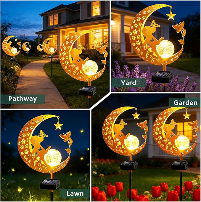 ZNYCYE Solar Lights Outdoor Decorative Moon Dog Butterfly Solar Stake Lights - Image 7