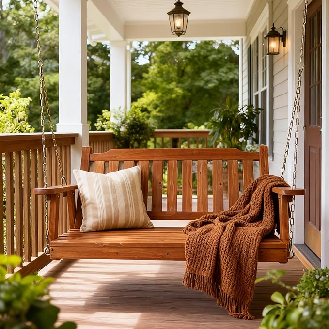 Wooden Porch Swing 2-Seater, Bench Swing - Image 2