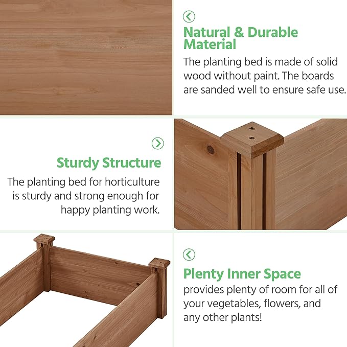 Yaheetech 8x2ft Wooden Horticulture Raised Garden Bed Divisible Elevated - Image 4