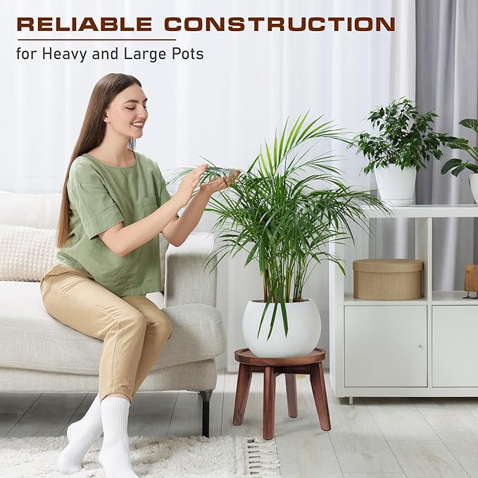 Demigo Indoor Plant Stand, Acacia Wooden Decorative Plant Shelf - Image 6