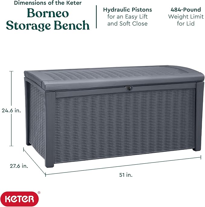 Keter Outdoor Storage Deck Box for Patio, Backyard & Garden, 110 Gal, Organizing - Image 3