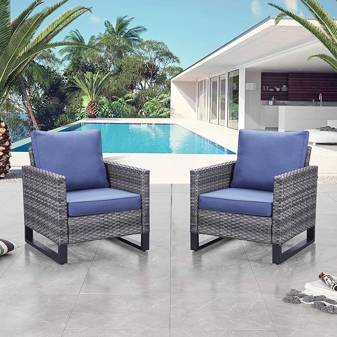 Belord Outdoor Wicker Chair Patio Chairs Set of 4, All Weather Rattan Club - Image 3