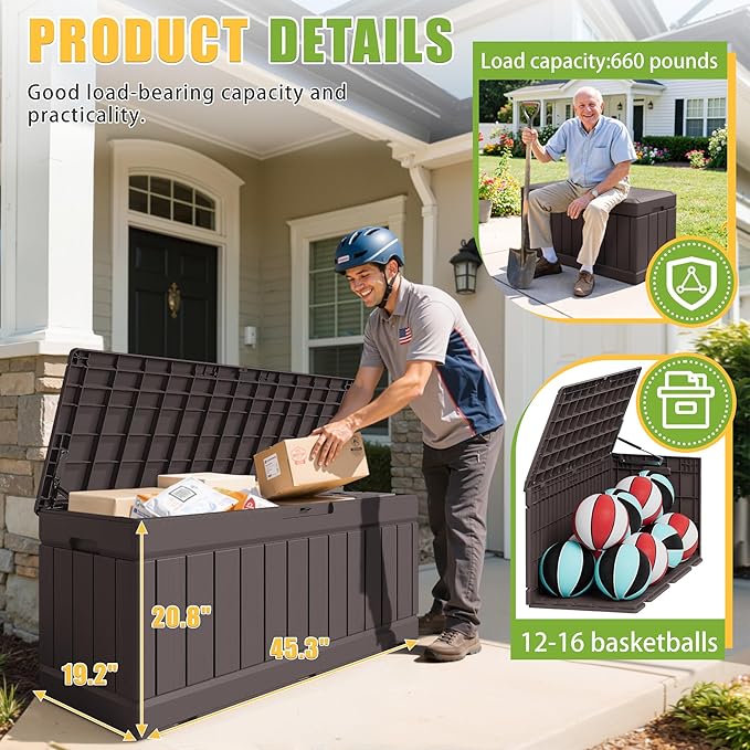 Greesum Outdoor Storage Box 82 Gallon Storage Bin - Image 6