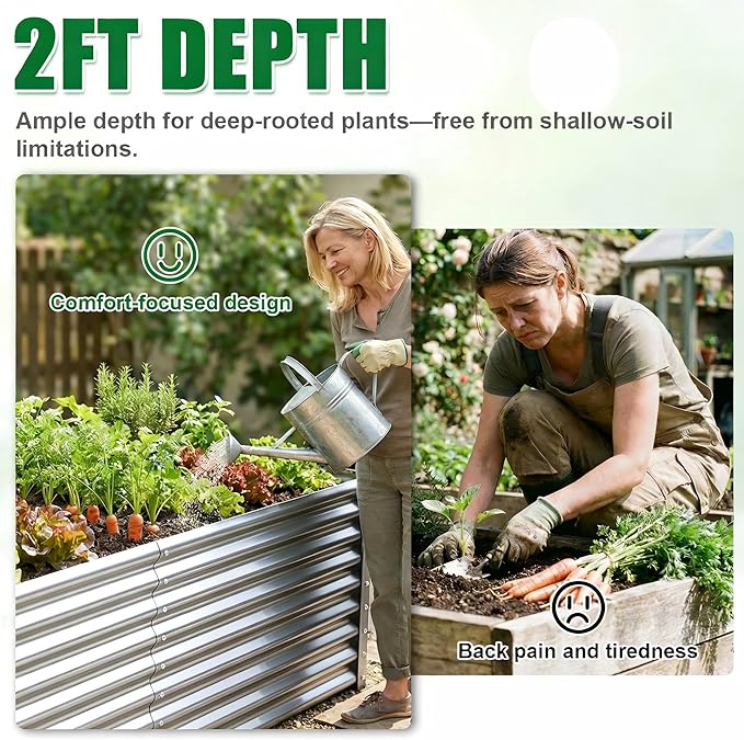 Galvanized Raised Garden Bed Kit Outdoor Patio, Deep Root Box Planter - Image 7