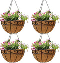 4 Pack 14 Inch Hanging Baskets for Plants Outdoor Metal Hanging Planter Hanging by Qusuxi