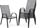 Outdoor Stackable Chairs Set of 6, Stacking Patio Chairs by Villeston