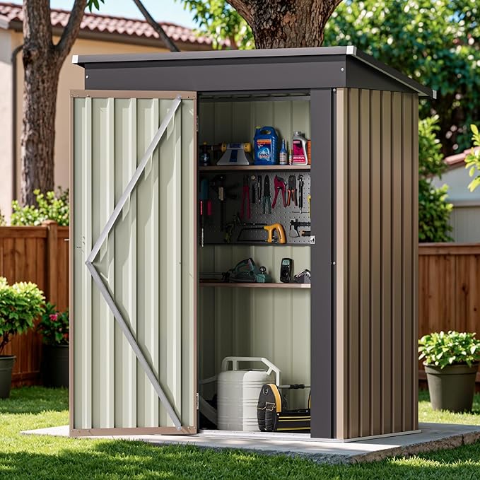 Devoko Outdoor Storage Shed 5 x 3 FT Lockable Metal Garden Shed Steel - Image 5