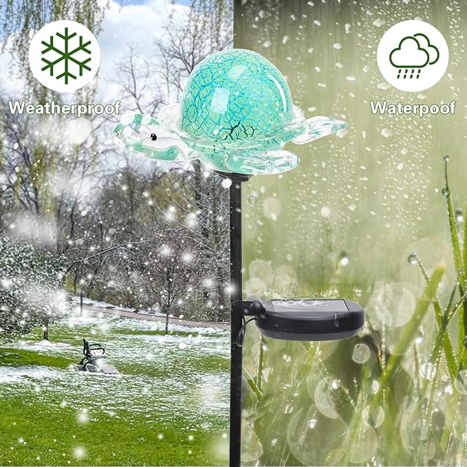 Afirst Decorative Solar Lights Outdoor Solar Turtle Stake Lights Hand Blown - Image 5