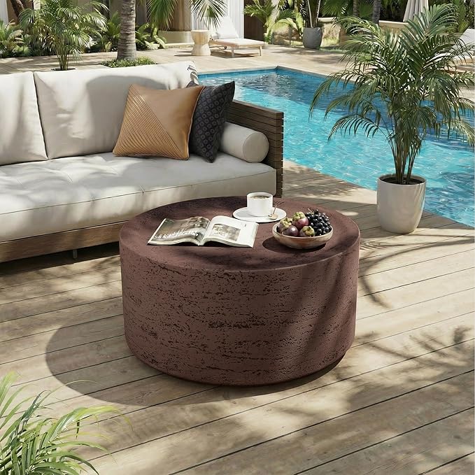 UPHA Outdoor Round Coffee Table, Small Modern Minimalist Accent Tables - Image 7