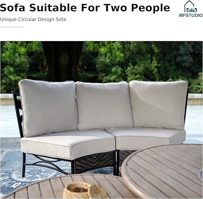 MFSTUDIO Patio Furniture Set, 8 Seats Half-Moon Curved Outdoor Sectional Sofa - Image 2