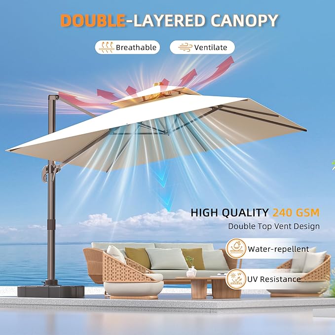 9' X 12' Cantilever Outdoor Patio Umbrellas - Image 5