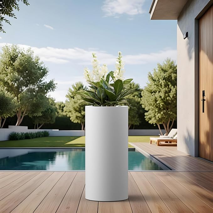 Kante 23.6 Inch Tall Cylindrical Planter, Large Round Plant Pots - Image 5