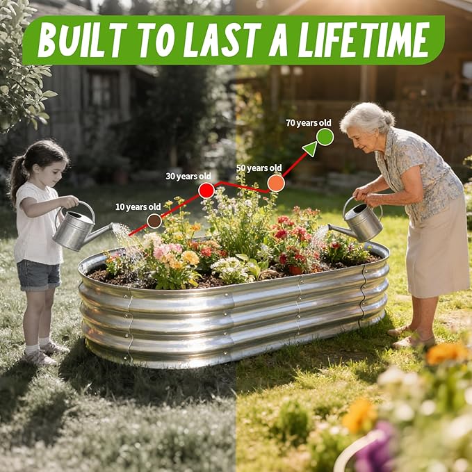 Galvanized Raised Garden Bed Kit, Planter Garden Boxes Outdoor, Oval Large Metal - Image 6