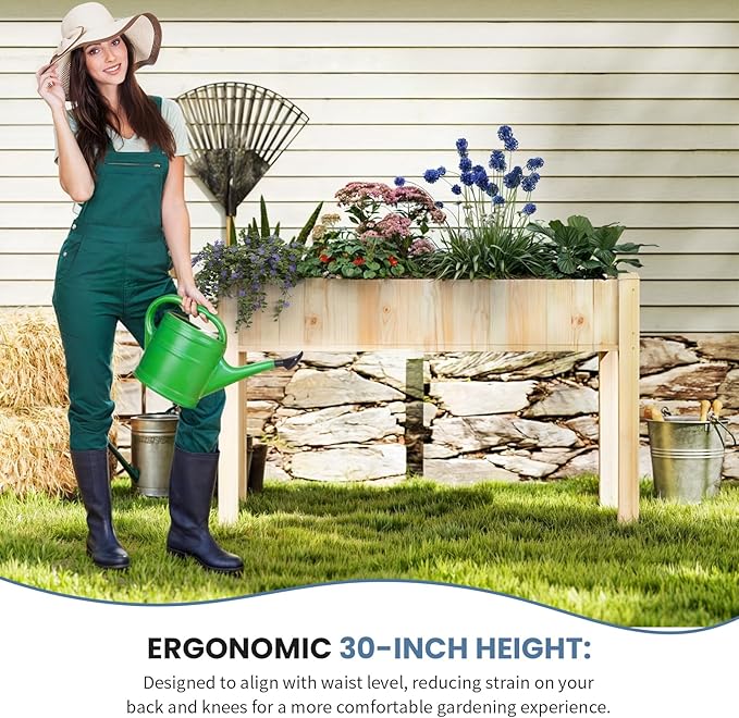 DUMOS Raised Garden Bed with Legs, Elevated Wooden Garden Bed - Image 5