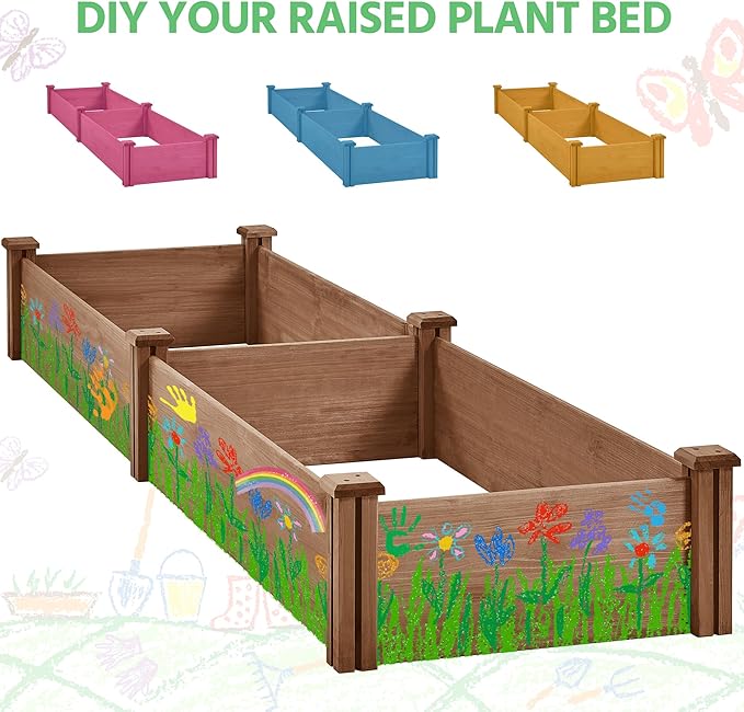 Yaheetech 8x2ft Wooden Horticulture Raised Garden Bed Divisible Elevated - Image 7