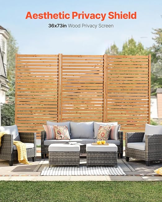 VEVOR Wooden Privacy Screen, Freestanding Wood Privacy Panel - Image 3
