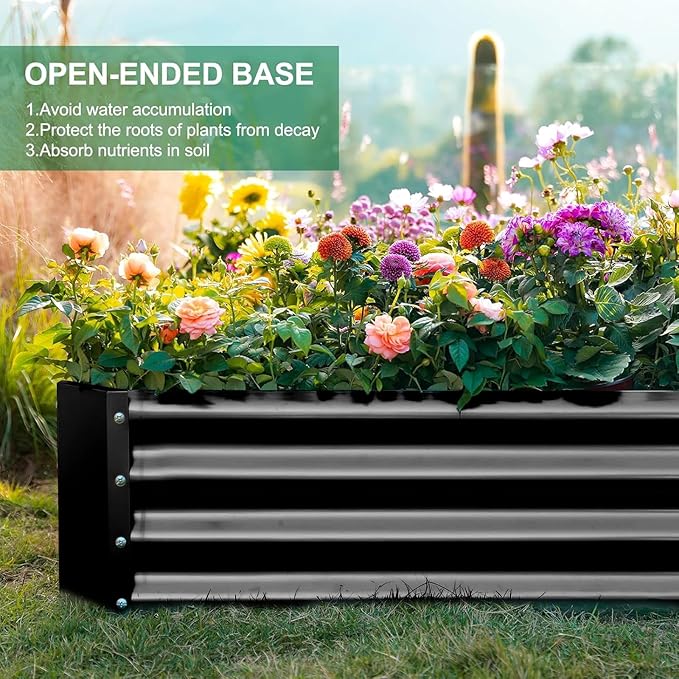 Land Guard 3 Pack 6×3×1ft Galvanized Metal Raised Garden Bed, Metal Planter Kit - Image 5