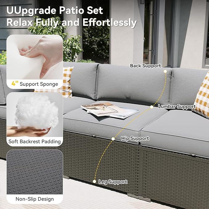 Aoxun Patio Furniture Set, 11 Piece Outdoor Sectional Sofas - Image 2